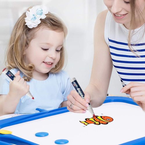  [아마존베스트]Coodoo Kids Easel Toddler Toys Dry Erase Board and Chalkboard Double Sides Height Adjustable Drawing Board with Extra Accessories for 3-5 Year Old Boys and Girls