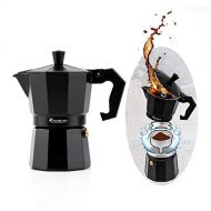 Coofel Stovetop Espresso Maker Moka Pots 3 Cups Black