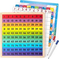 Wooden Math Hundred Board 1-100 Numbers Learning Educational Toys Colorful Montessori Counting Board Game for Preschool 3 4 5 Year Old Boys Girls