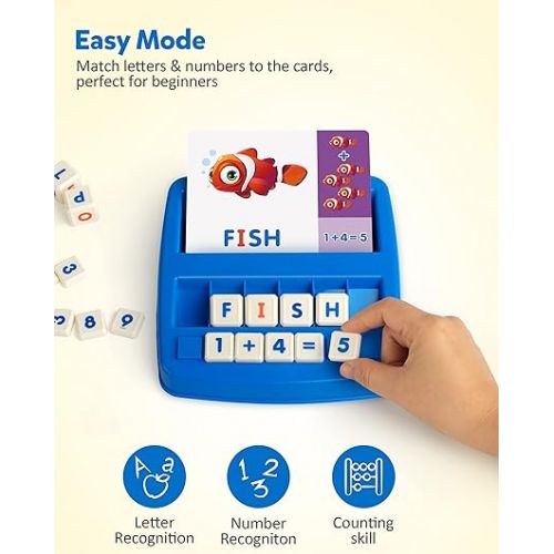  Matching Letter Game, Alphabet Spelling Reading Flash Cards, Math Number Words Puzzle Montessori Early Learning Educational Gift Toys for 3 4 5 Year Old Kids