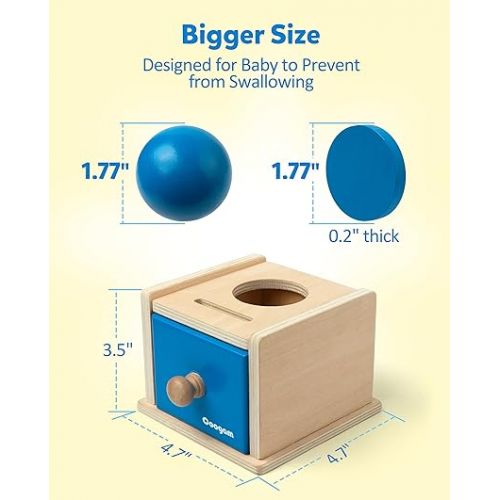  Coogam Wooden Montessori Coin Box Color Shape Sorting Matching Baby Toys, 2-in-1 Drop Box Object Permanent Box, Toddler Educational Learning Toy Gift for 1 2 3 Years Old