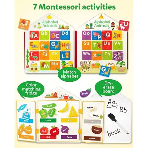  Coogam Toddler Felt Montessori Busy Book, Activity Sensory Boards Fine Motor Skill Quiet Book Car Travel Binder Autism Toys Preschool Learning Educational Gift for 3 4 5 Year Old