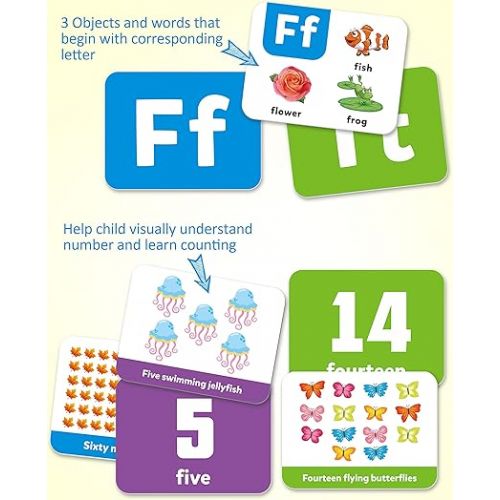  Coogam Sight Words Learning Flashcards for Toddlers, 101Pcs ABC Alphabet Math Numbers Vocabulary Flashcards Counting Word Educational Toy for Preschool Kids 3 4 5 Year Old