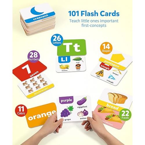  Coogam Sight Words Learning Flashcards for Toddlers, 101Pcs ABC Alphabet Math Numbers Vocabulary Flashcards Counting Word Educational Toy for Preschool Kids 3 4 5 Year Old