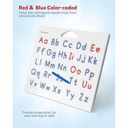  Coogam Magnetic Letters Practicing Board, Magnets Tracing ABC Alphabet Board Learning to Write Uppercase&Lowercase Educational Toy Fine Motor Montessori Gift for 3 4 5 Years Old Preschool Kids