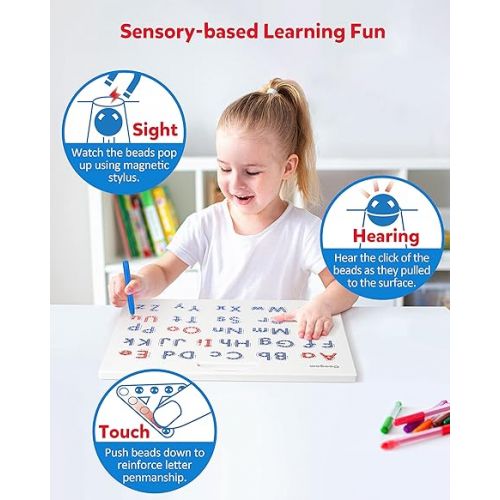  Coogam Magnetic Letters Practicing Board, Magnets Tracing ABC Alphabet Board Learning to Write Uppercase&Lowercase Educational Toy Fine Motor Montessori Gift for 3 4 5 Years Old Preschool Kids