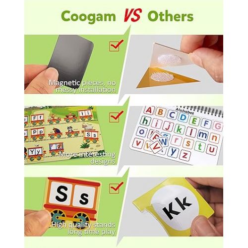  Coogam Preschool Magnetic Busy Book, 9 Themed Stickers Toys Fine Motor Skills Learning Binder Quiet Book Montessori Toys for Kids Toddlers Home Kindergarten