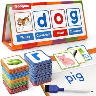 Coogam CVC Word Builder, Magnetic Sight Word Games with Flashcards, Matching Letter Reading and Spelling Game, Montessori Alphabet Educational Toy Gift for Preschool 3 4 5 Year Old Kids Toddlers