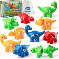 Coogam Matching Letters Fine Motor Toy, 26 PCS Double-Sided ABC Dinosaur Alphabet Match Game with Uppercase Lowercase, Preschool Educational Montessori Learning Toys for Toddlers