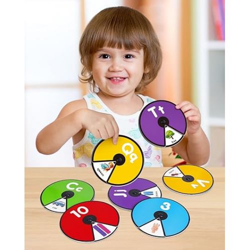  Coogam Interactive Alphabet Spinning Card for Toddler, ABC Letters Numbers Learning Game, Pattern Color Sight Words Educational Flashcard, Montessori Toy Gift for Preschool 3 4 5 Year Old