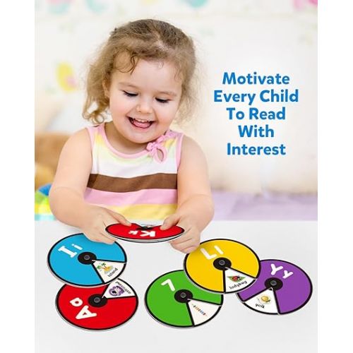  Coogam Interactive Alphabet Spinning Card for Toddler, ABC Letters Numbers Learning Game, Pattern Color Sight Words Educational Flashcard, Montessori Toy Gift for Preschool 3 4 5 Year Old