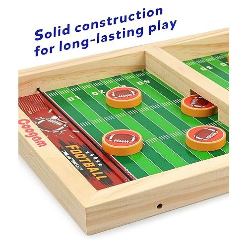  Coogam Fast Sling Puck Game, Wooden Sling Football Shot Board Game Large Table Interaction Speed Track Toy for Party Home Family Parents-Child Boys Girls Adult