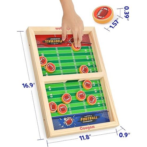  Coogam Fast Sling Puck Game, Wooden Sling Football Shot Board Game Large Table Interaction Speed Track Toy for Party Home Family Parents-Child Boys Girls Adult