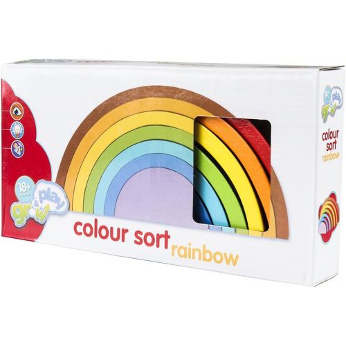  [아마존베스트]Coogam Wooden Rainbow Stacker Nesting Puzzle Blocks - Tunnel Stacking Game Building Creative Color Shape Matching Jigsaw Learning Toy Set Board Early Development Gift for Kids Boy