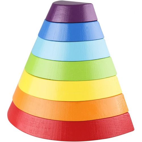  [아마존베스트]Coogam Wooden Rainbow Stacker Nesting Puzzle Blocks - Tunnel Stacking Game Building Creative Color Shape Matching Jigsaw Learning Toy Set Board Early Development Gift for Kids Boy