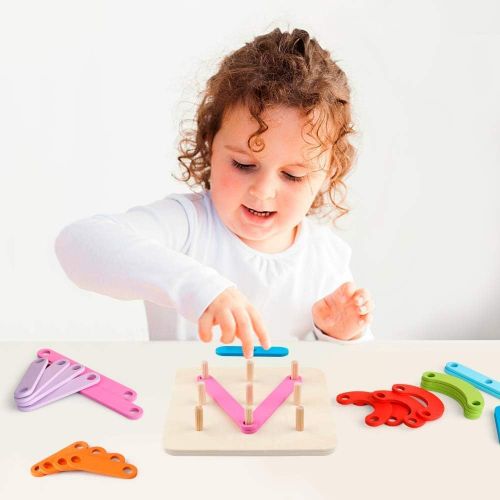  [아마존베스트]Coogam Wooden Letter Number Construction Puzzle Educational Stacking Blocks Toy Set Shape Color Sorter Pegboard Activity Board Sort Game for Kids Toddler Gift Preschool Learning ST