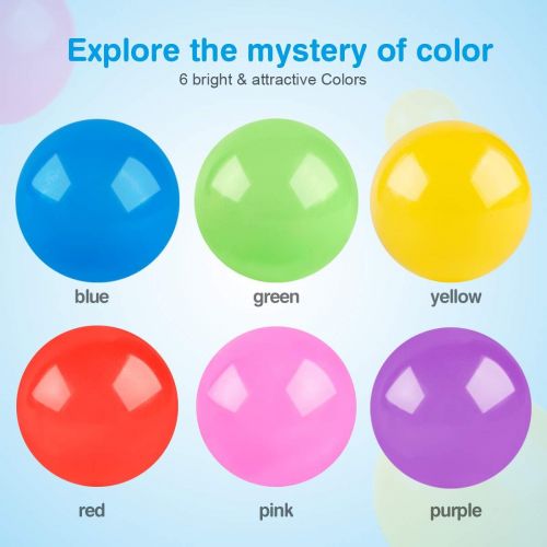  Coogam Pit Balls Pack of 50 - BPA Free 6 Color Hollow Soft Plastic Ball for Years Old Toddlers Baby Kids Birthday Pool Tent Party Favors Summer Water Bath Toy (6CM)