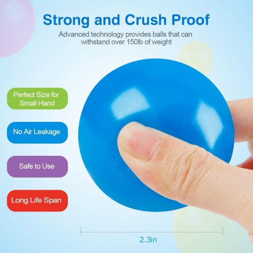  Coogam Pit Balls Pack of 50 - BPA Free 6 Color Hollow Soft Plastic Ball for Years Old Toddlers Baby Kids Birthday Pool Tent Party Favors Summer Water Bath Toy (6CM)