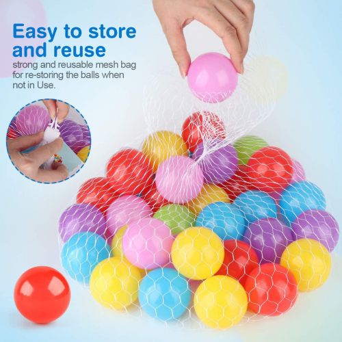  Coogam Pit Balls Pack of 50 - BPA Free 6 Color Hollow Soft Plastic Ball for Years Old Toddlers Baby Kids Birthday Pool Tent Party Favors Summer Water Bath Toy (6CM)