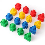 Coogam 32 PCS Jumbo Nuts and Bolts Set Shapes and Colors Matching Toys Occupational Therapy Tools Screw Nut Toy Sorting Building Construction Fine Motor Skills for Kids