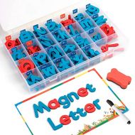 Coogam Magnetic Letters 208 Pcs with Magnetic Board and Storage Box - Uppercase Lowercase Foam Alphabet ABC Magnets for Fridge Refrigerator - Educational Toy Set for Classroom Kids