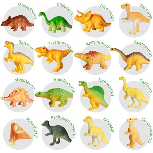  Coogam 18PCS Realistic Mini Dinosaur Toy Play Set Assorted Plastic Small Dino Figures Cake Toppers Birthday Party Favors Figurines Gift Decoration for Kids