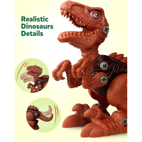  Coogam Take Apart Dinosaur Construction Toys 3 Pack, Fine Motor Skill Building Dinos Set STEM Educational Gift Game with Drill-Tyrannosaurus, Triceratops, Velociraptor for 3 4 5 Ye