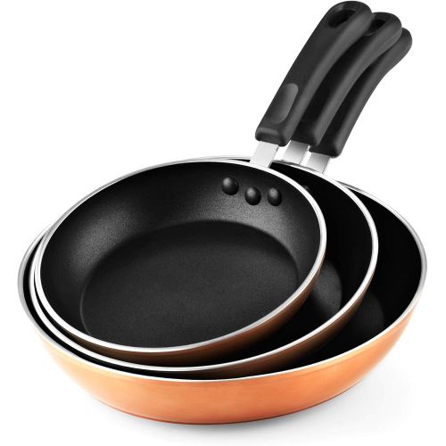  [아마존베스트]Cook N Home 02613 Nonstick Saute Omelet Skillet 3-Piece Fry Pan Set, 8, 9.5, and 12-Inch Copper