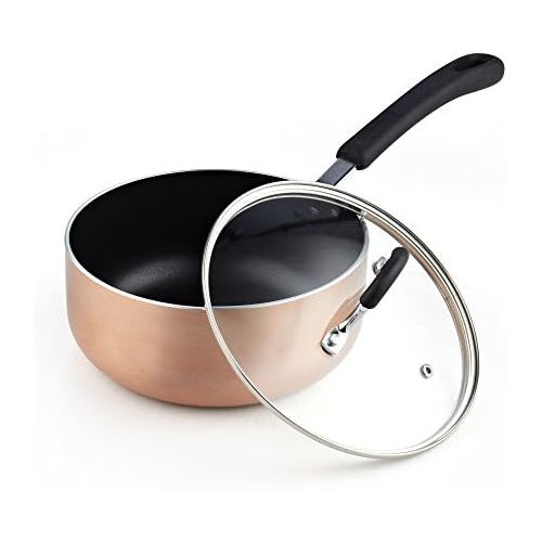  [아마존베스트]Cook N Home 02581 8-Piece Nonstick Heavy Gauge, Copper/Brown Cookware Set