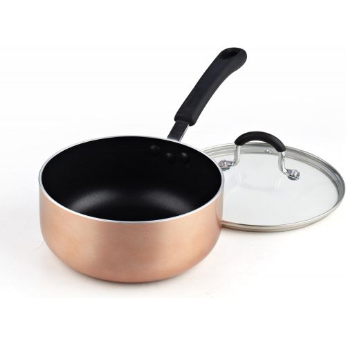  [아마존베스트]Cook N Home 02581 8-Piece Nonstick Heavy Gauge, Copper/Brown Cookware Set