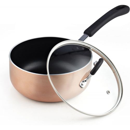  [아마존베스트]Cook N Home 02581 8-Piece Nonstick Heavy Gauge, Copper/Brown Cookware Set