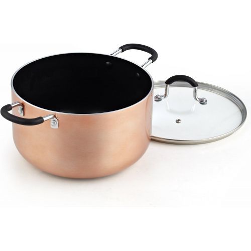  [아마존베스트]Cook N Home 02581 8-Piece Nonstick Heavy Gauge, Copper/Brown Cookware Set