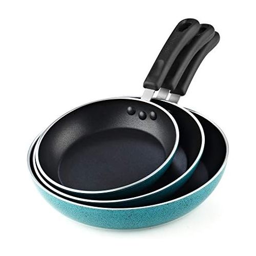  Cook N Home Nonstick Saute Fry Pan Set, 8, 9.5, and 11-Inch, Turquoise, 3-Piece