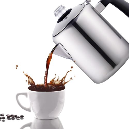  [아마존베스트]Cook N Home 8-Cup Stainless Steel Stovetop Coffee Percolator Pot Kettle, Tea