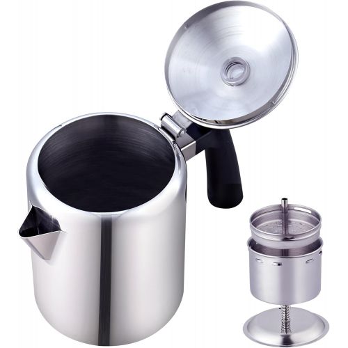  [아마존베스트]Cook N Home 8-Cup Stainless Steel Stovetop Coffee Percolator Pot Kettle, Tea
