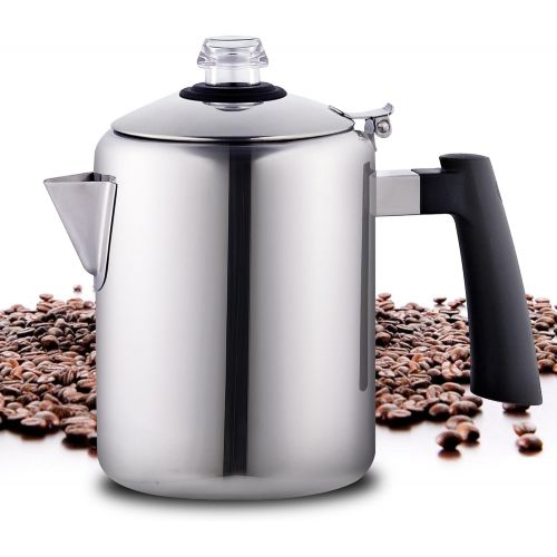  [아마존베스트]Cook N Home 8-Cup Stainless Steel Stovetop Coffee Percolator Pot Kettle, Tea