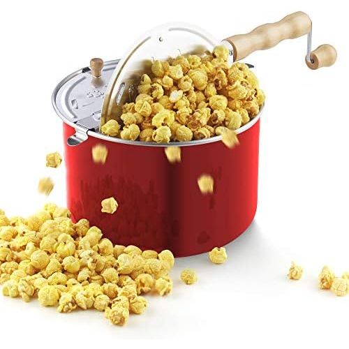  [아마존베스트]Cook N Home 02699 Stovetop Aluminum Popcorn Popper, 6 Quart, Red