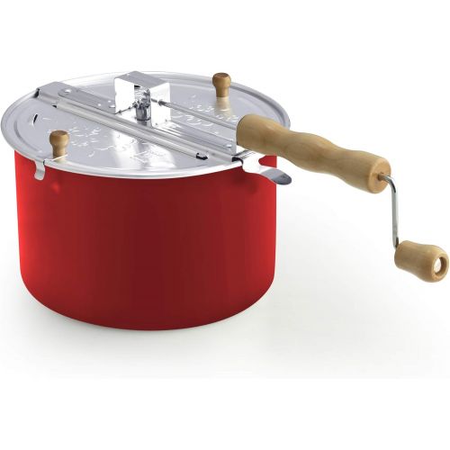  [아마존베스트]Cook N Home 02699 Stovetop Aluminum Popcorn Popper, 6 Quart, Red