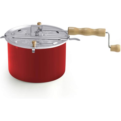  [아마존베스트]Cook N Home 02699 Stovetop Aluminum Popcorn Popper, 6 Quart, Red