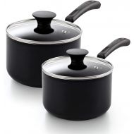 Cook N Home Nonstick Saucepan set, 1Qt and 2Qt with glass lid, Black (02702)