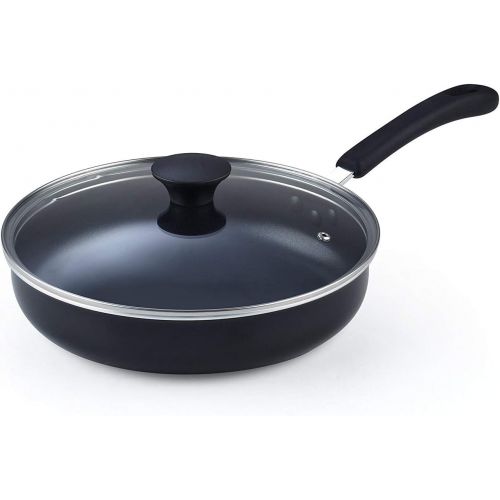  Cook N Home Nonstick Deep Fry Jumbo Cooker with Lid, Black 10.5-Inch Saute Pan