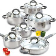 [아마존베스트]Cook N Home 2410 Stainless Steel 12-Piece Cookware Set, Silver
