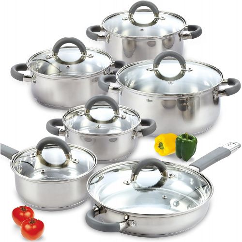  [아마존베스트]Cook N Home 2410 Stainless Steel 12-Piece Cookware Set, Silver