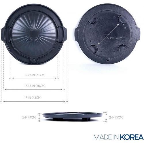  CookKing - Master Grill Pan, Korean Traditional BBQ Grill Pan - Stovetop Nonstick Indoor/Outdoor Smokeless BBQ Cast Aluminum Grill Pan