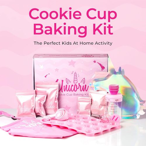  [아마존베스트]Cc1 Unicorn Kids Baking Set, Includes Kids Baking Apron, Measuring Cup, Ingredients, Unicorn Plate, Baking Pan, and More, Perfect Children’s Activity, Great Gift For Kids 3 and Older -