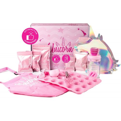  [아마존베스트]Cc1 Unicorn Kids Baking Set, Includes Kids Baking Apron, Measuring Cup, Ingredients, Unicorn Plate, Baking Pan, and More, Perfect Children’s Activity, Great Gift For Kids 3 and Older -