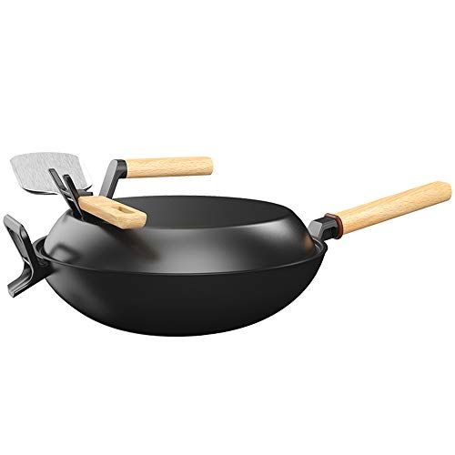  Cooking Tools Flat bottom uncoated household pot non stick pan / 32cm gauge with anti scald wood handle multipurpose for induction cooker stove