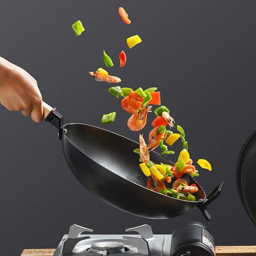  Cooking Tools Flat bottom uncoated household pot non stick pan / 32cm gauge with anti scald wood handle multipurpose for induction cooker stove