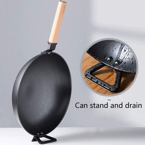  Cooking Tools Flat bottom uncoated household pot non stick pan / 32cm gauge with anti scald wood handle multipurpose for induction cooker stove