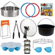 [아마존 핫딜] Cookingfunfun 3 Quart Accessories for Instant Pot, Including Cake Baking Barrel, Steamer Basket, Tempered Glass Lid, Silicone Sealing Rings, Egg Steamer Rack, Egg Bites Molds, and More